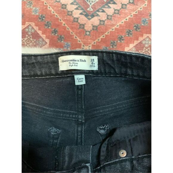 Abercrombie & Fitch Curve Love The Skinny High Rise Jeans Black 28/6 Extra Long - Picture 5 of 8